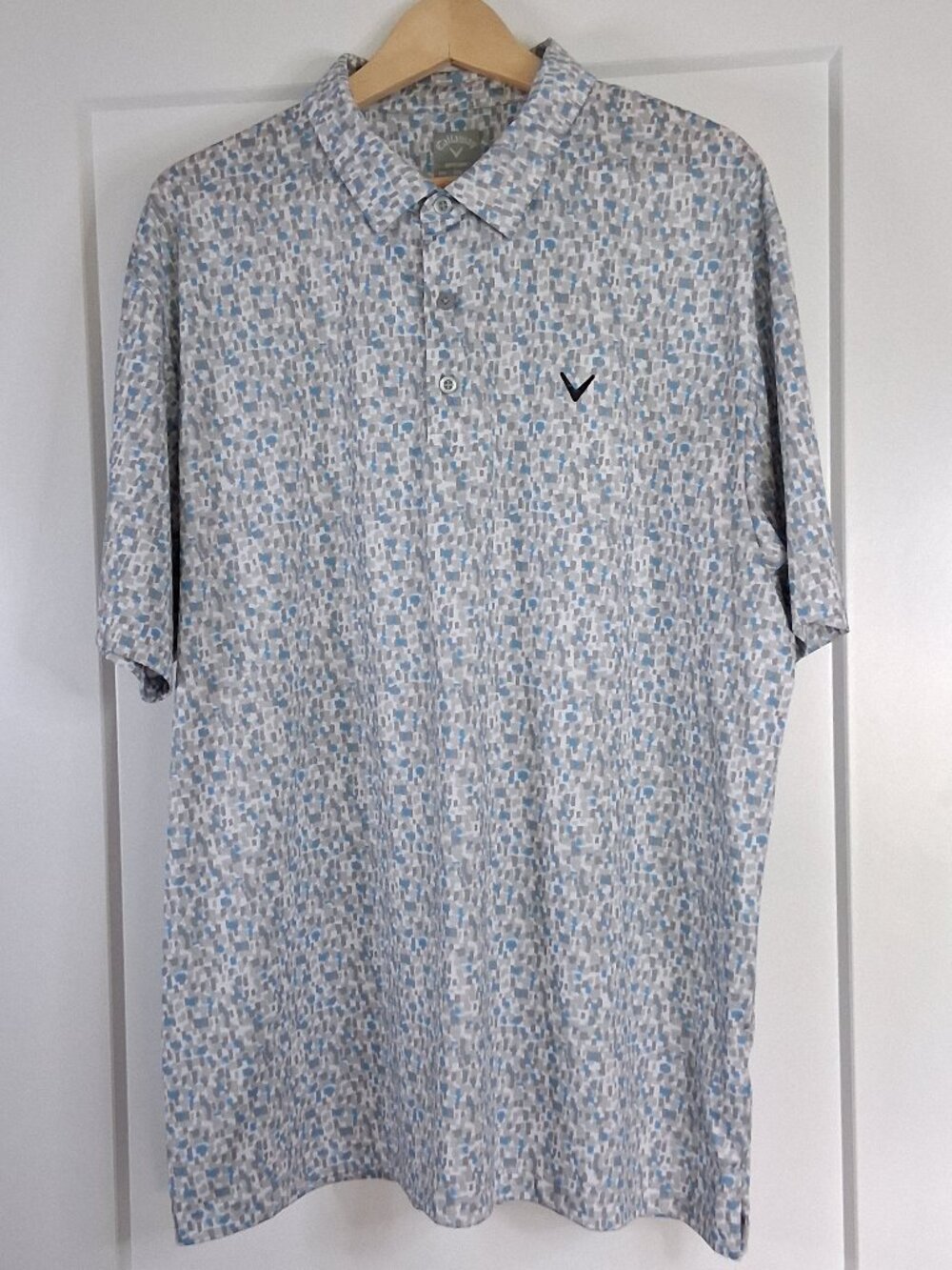 Callaway Opti-Dri Golf Polo Shirt Mens XXL Gray Blue Geometric Performance